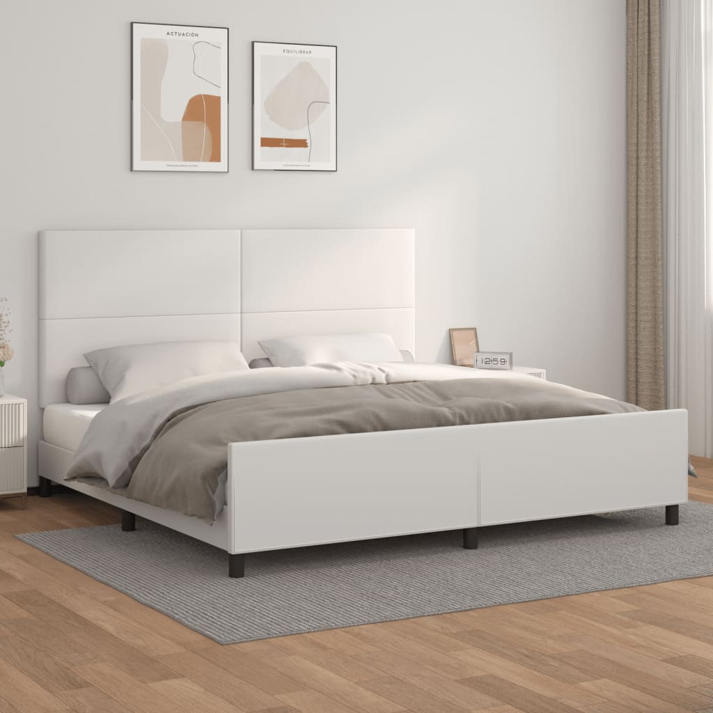 JUNG Vida Bettgestell mit Kopfteil Weiß 200x200 cm Kunstleder