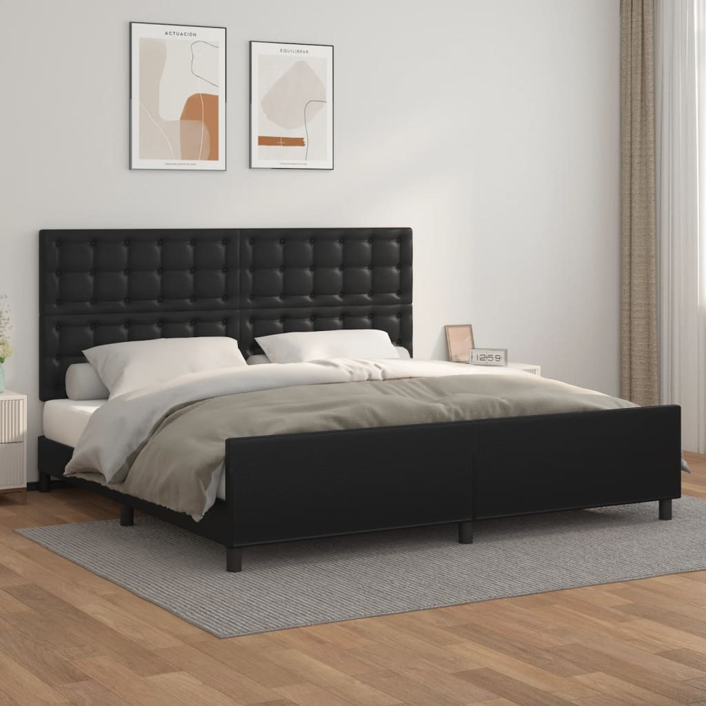 JUNG Vida Bettgestell mit Kopfteil Schwarz 200x200 cm Kunstleder