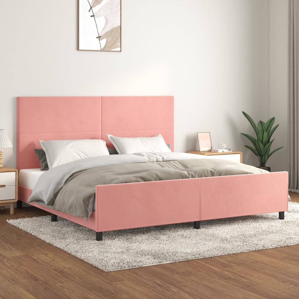 JUNG Vida Bettgestell mit Kopfteil Rosa 200x200 cm Samt