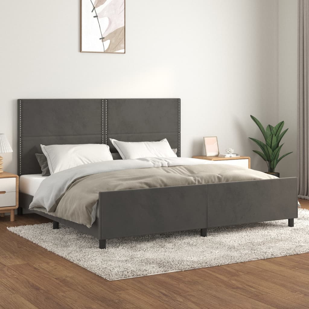 JUNG Vida Bettgestell ohne Matratze Dunkelgrau 200x200 cm Samt
