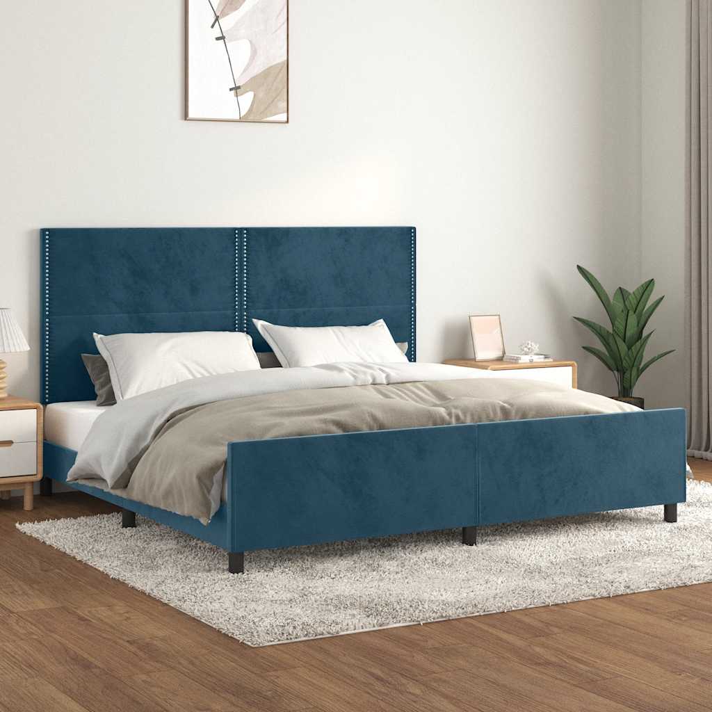 JUNG Vida Bettgestell ohne Matratze Dunkelblau 200x200 cm Samt