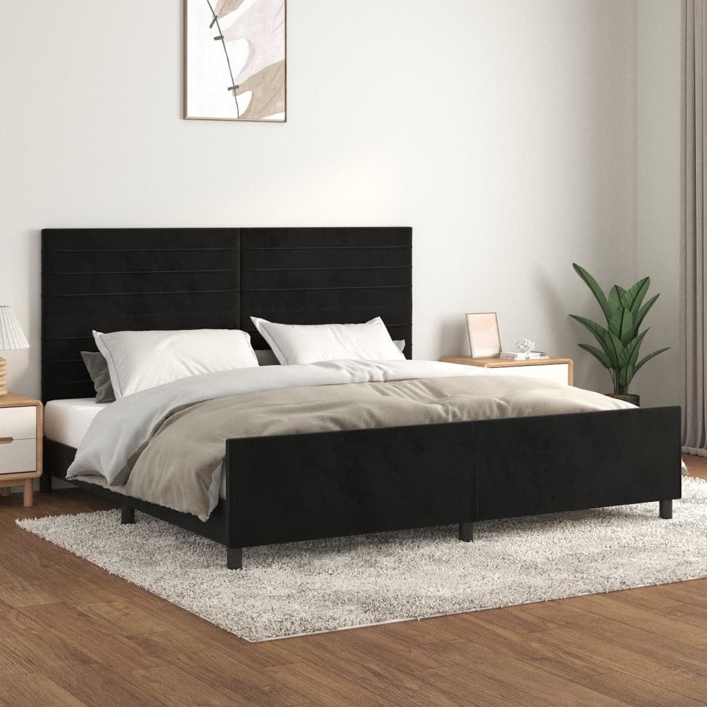 JUNG Vida Bettgestell ohne Matratze Schwarz 200x200 cm Samt