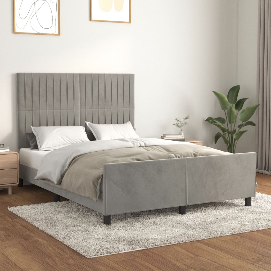 JUNG Vida Bettgestell ohne Matratze Hellgrau 140x200 cm Samt