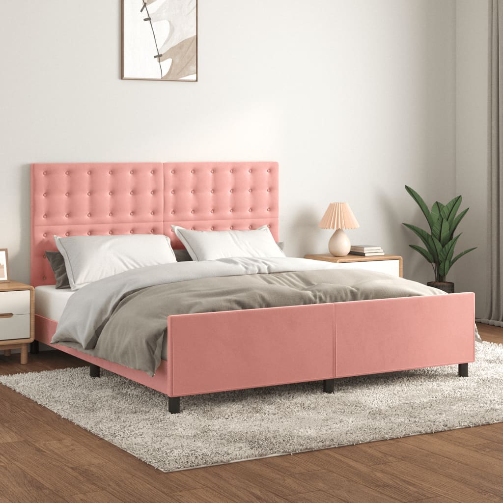 JUNG Vida Bettgestell mit Kopfteil Rosa 180x200 cm Samt