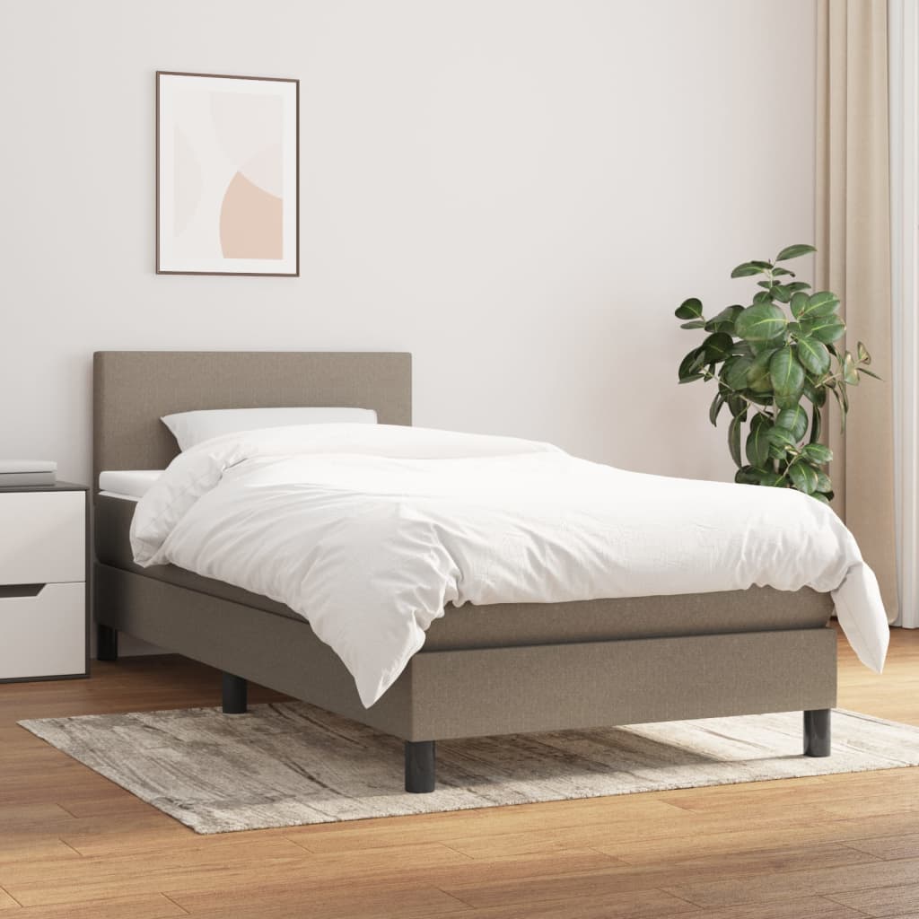 JUNG Vida Boxspringbett mit Matratze Taupe 90x190 cm Stoff