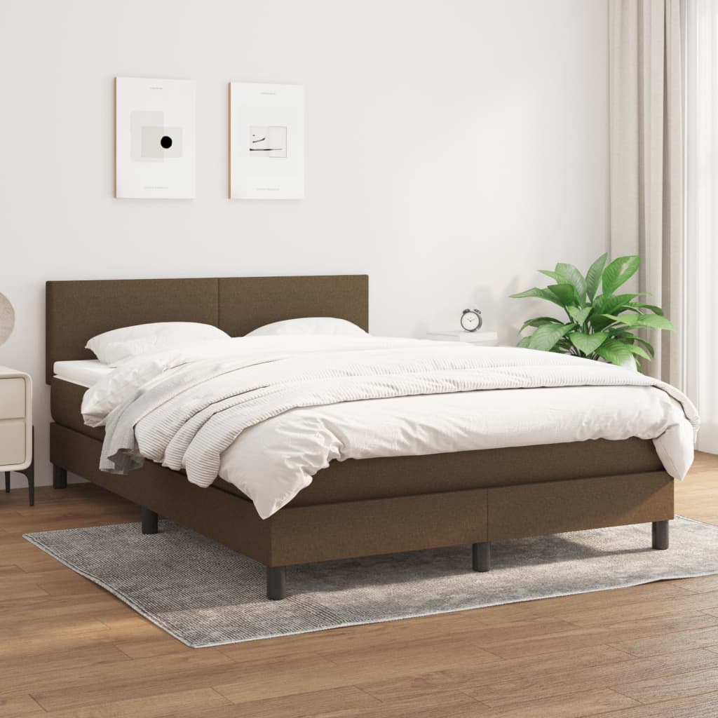 JUNG Vida Boxspringbett mit Matratze Dunkelbraun 140x200 cm Stoff
