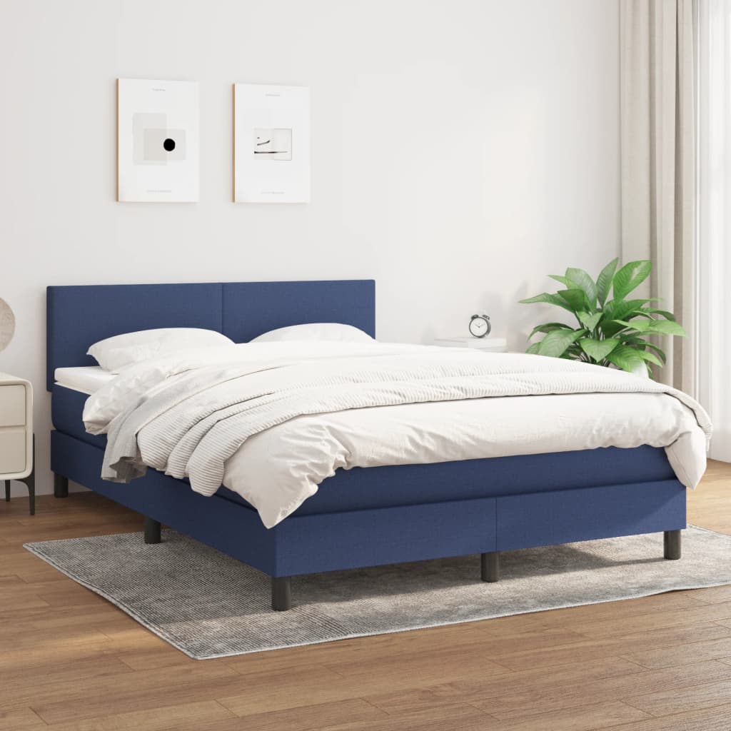 JUNG Vida Boxspringbett mit Matratze Blau 140x200 cm Stoff