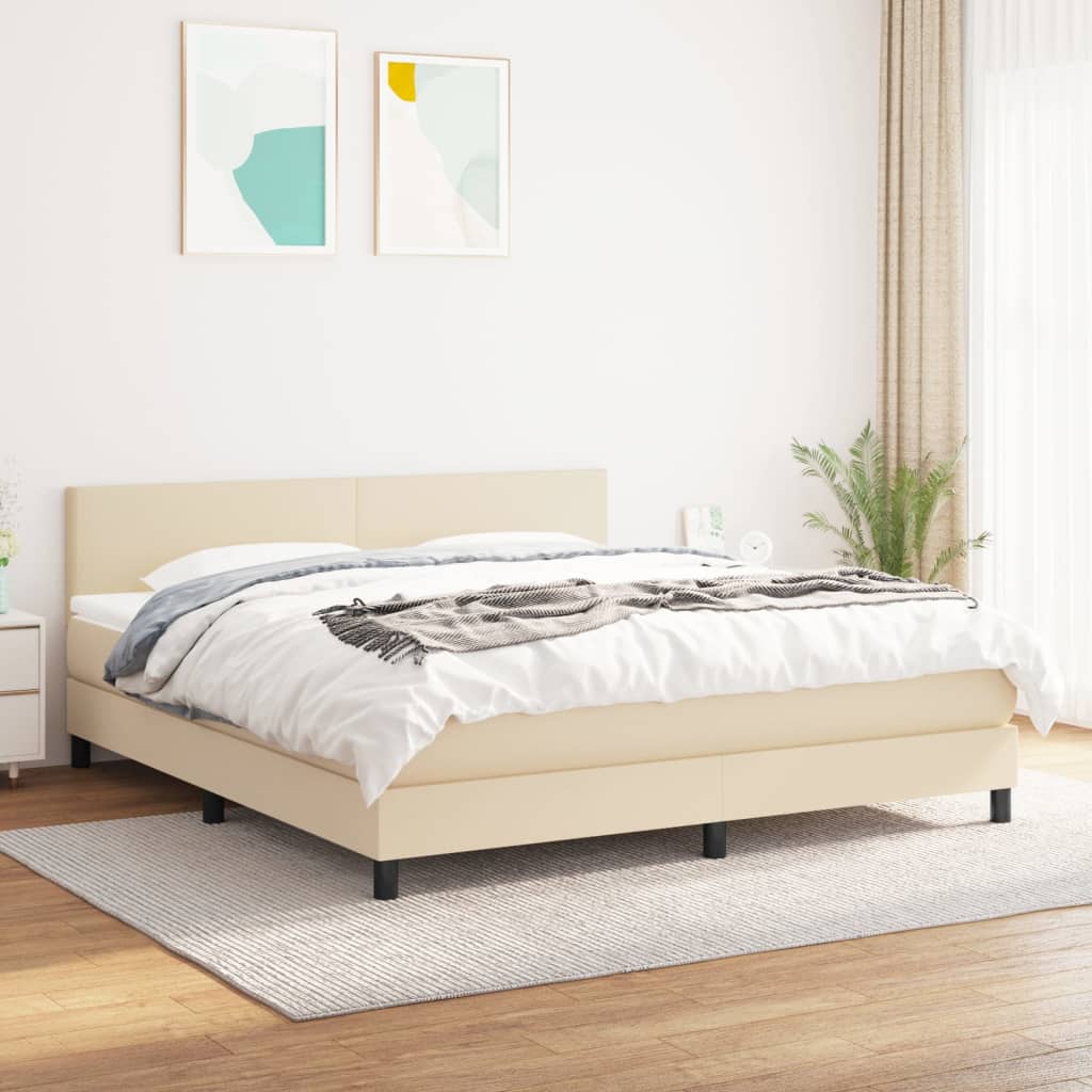 JUNG Vida Boxspringbett mit Matratze Creme 180x200 cm Stoff