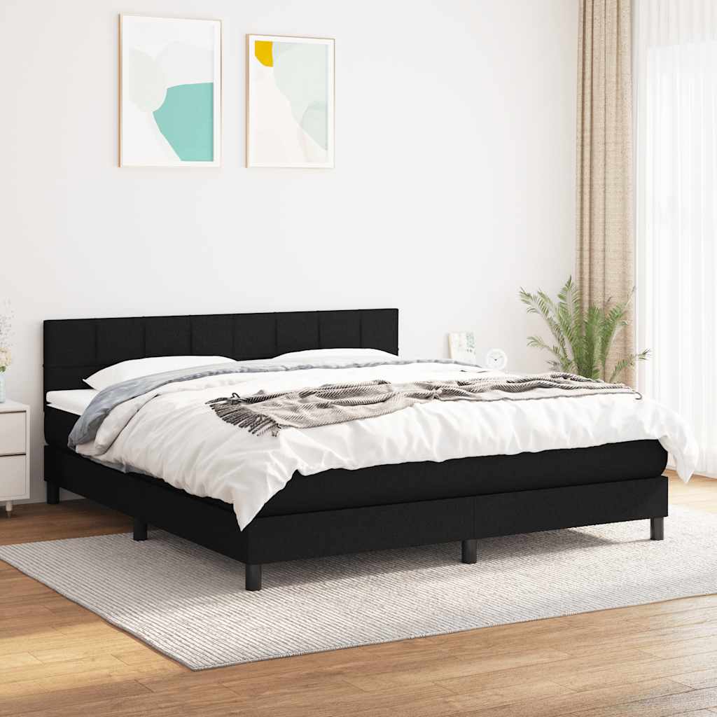 JUNG Vida Boxspringbett mit Matratze Schwarz 160x200 cm Stoff