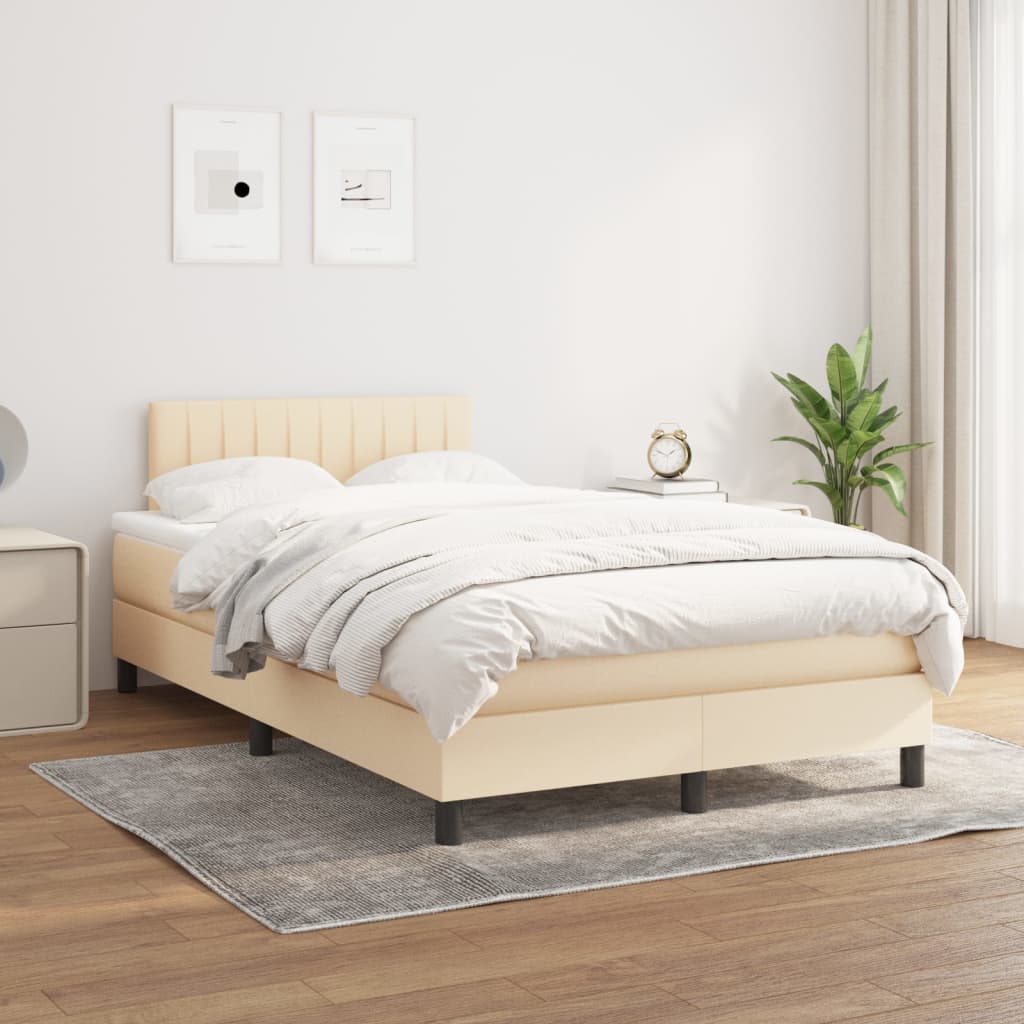 JUNG Vida Boxspringbett mit Matratze Creme 120x200 cm Stoff