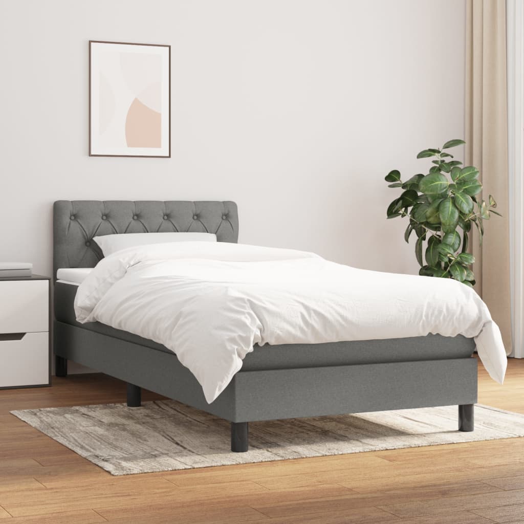 JUNG Vida Boxspringbett mit Matratze Dunkelgrau 80x200 cm Stoff