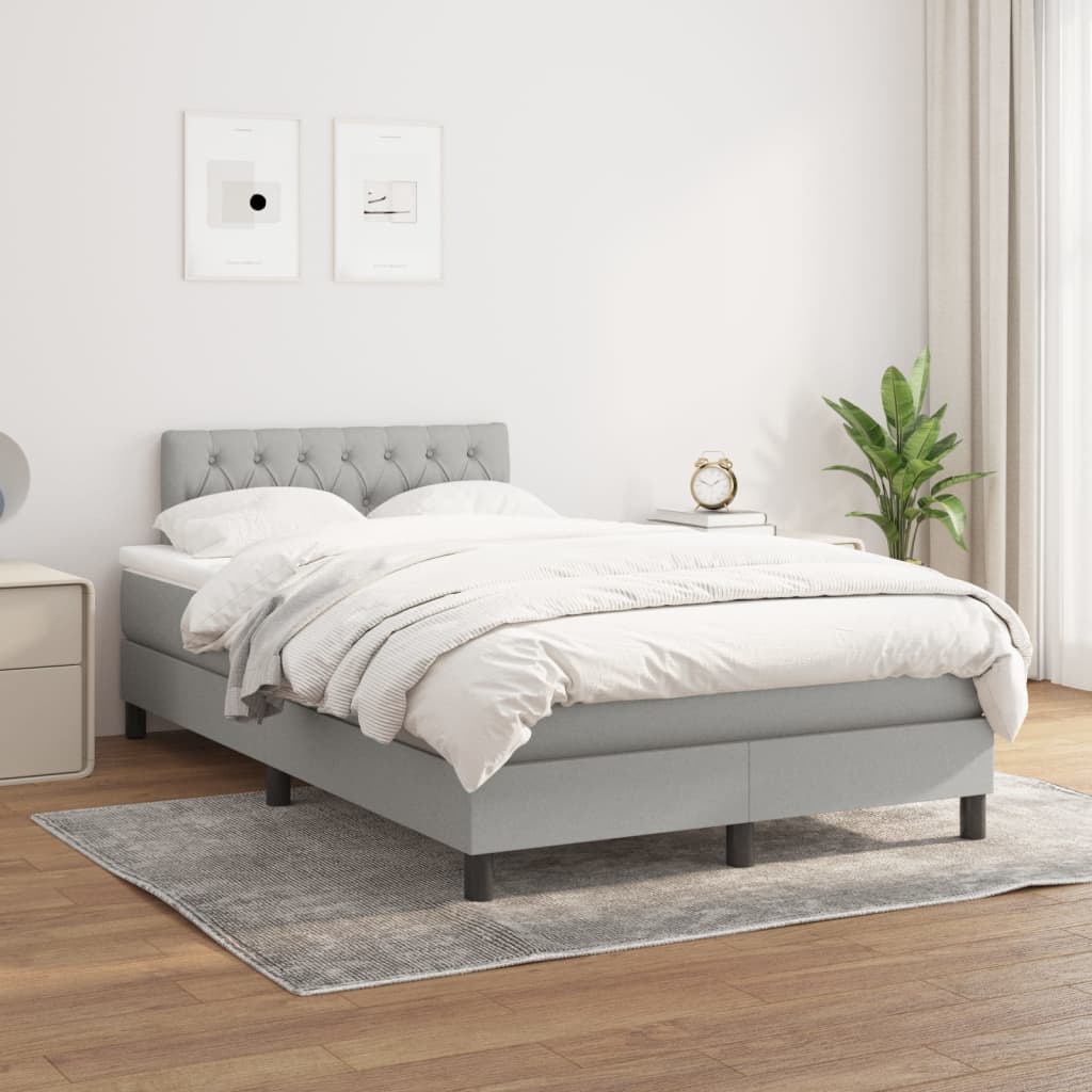 JUNG Vida Boxspringbett mit Matratze Hellgrau 120x200 cm Stoff