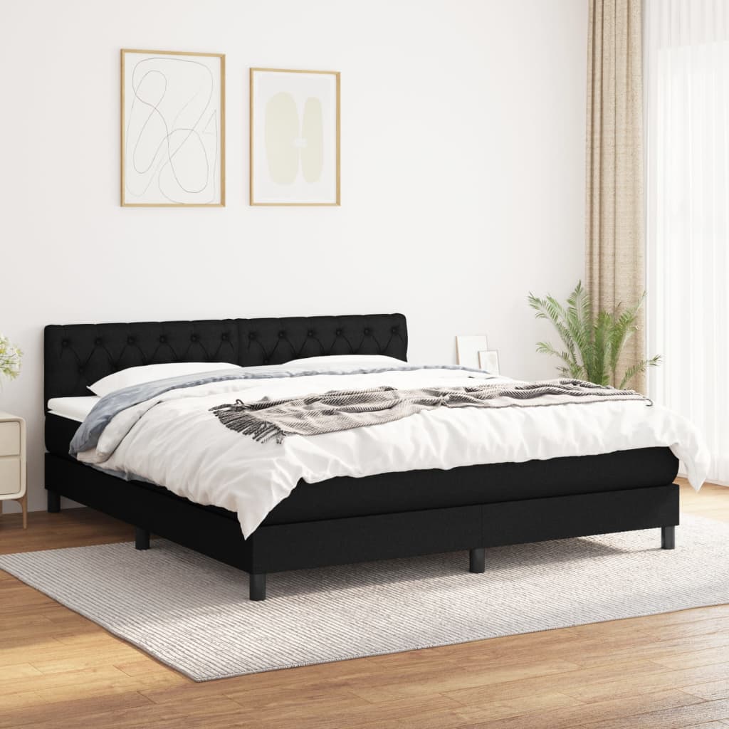 JUNG Vida Boxspringbett mit Matratze Schwarz 160x200 cm Stoff