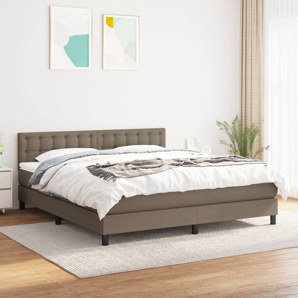 JUNG Vida Boxspringbett mit Matratze Taupe 180x200 cm Stoff