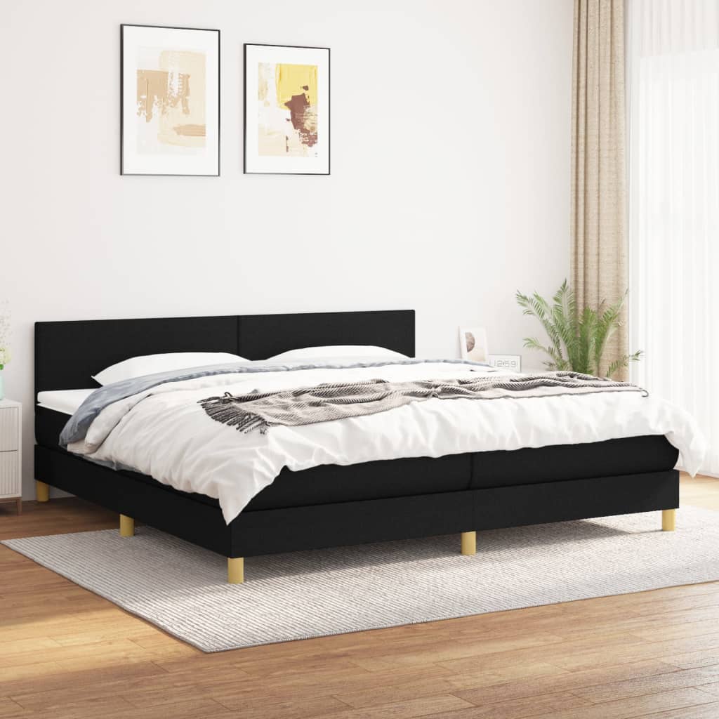JUNG Vida Boxspringbett mit Matratze Schwarz 200x200 cm Stoff