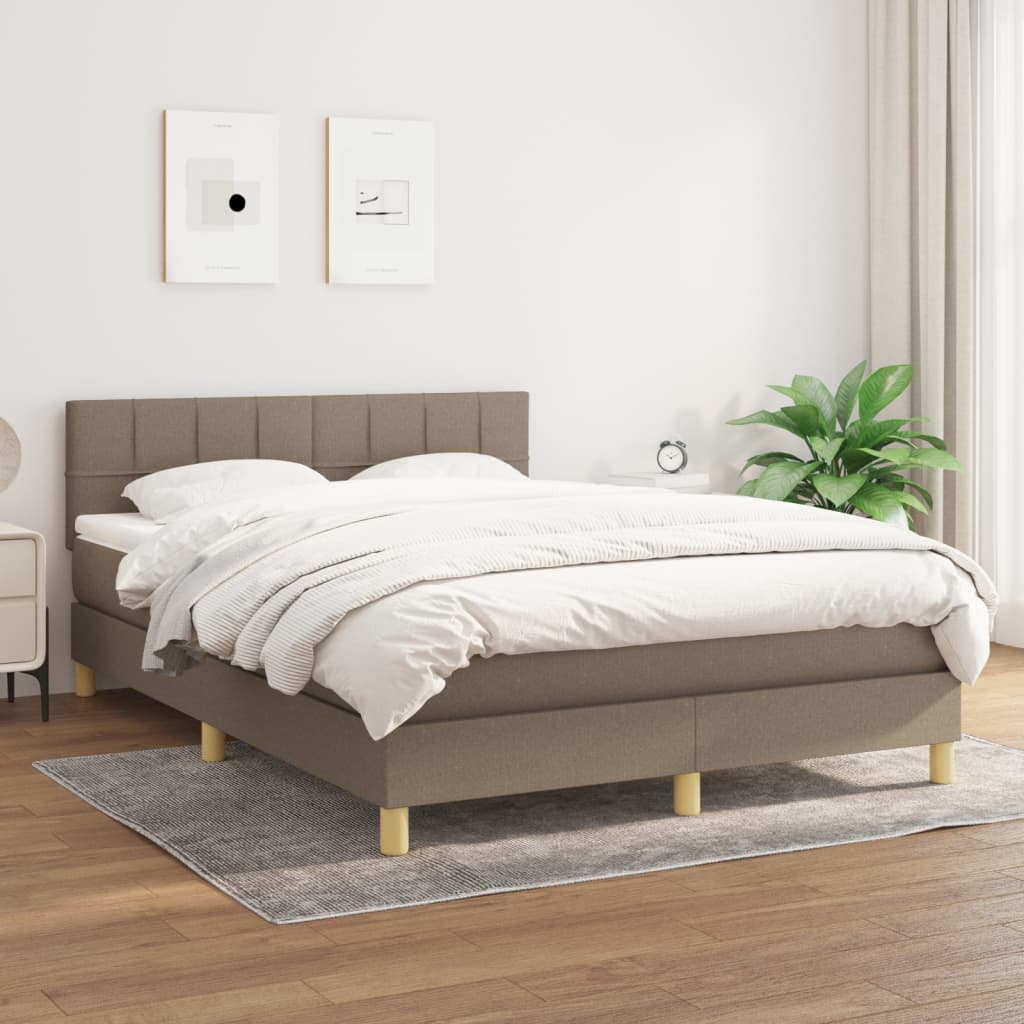 JUNG Vida Boxspringbett mit Matratze Taupe 140x200 cm Stoff