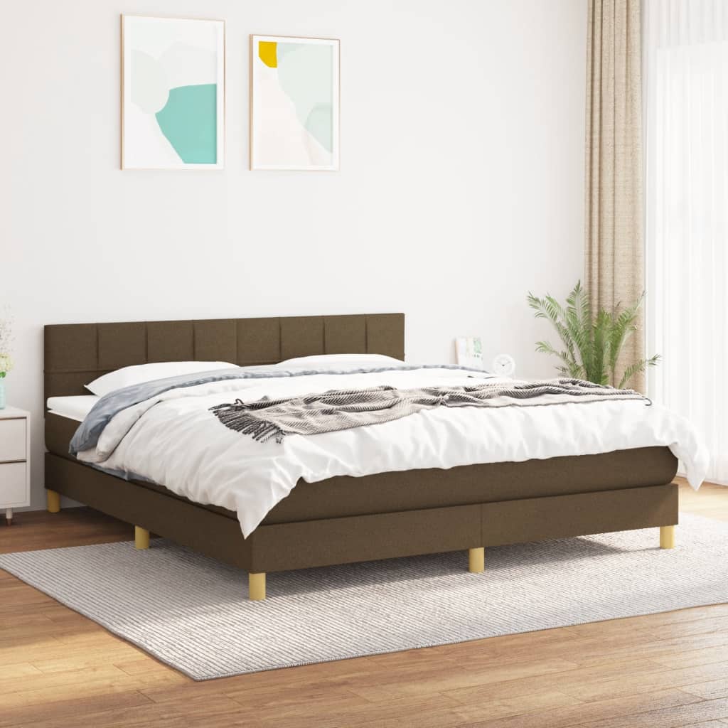 JUNG Vida Boxspringbett mit Matratze Dunkelbraun 160x200 cm Stoff
