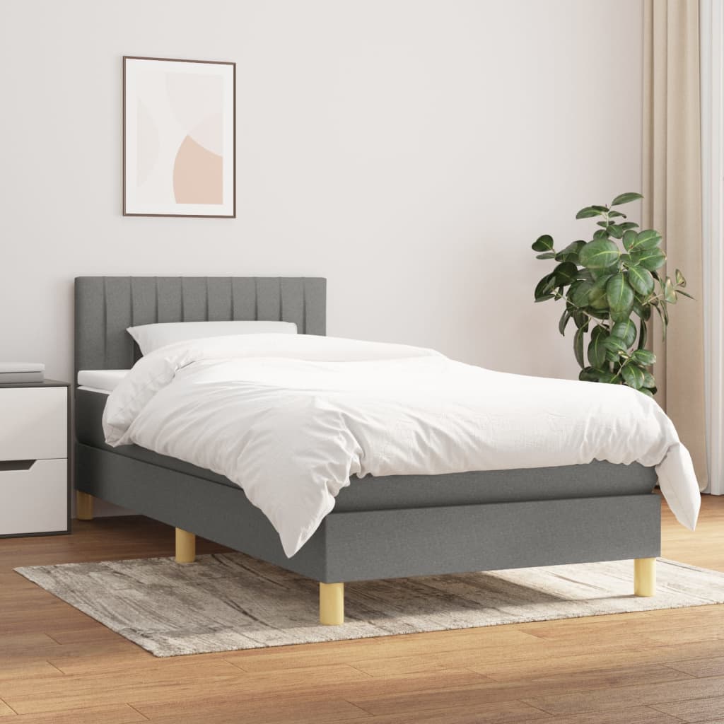 JUNG Vida Boxspringbett mit Matratze Dunkelgrau 80x200 cm Stoff