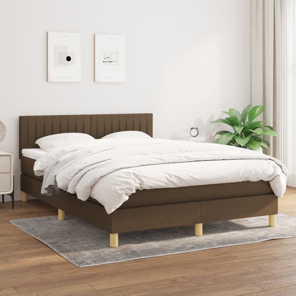 JUNG Vida Boxspringbett mit Matratze Dunkelbraun 140x200 cm Stoff
