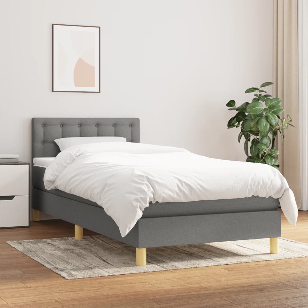 JUNG Vida Boxspringbett mit Matratze Dunkelgrau 90x190 cm Stoff