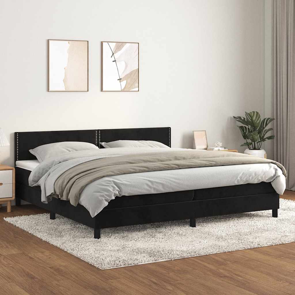 JUNG Vida Boxspringbett mit Matratze Schwarz 200x200 cm Samt