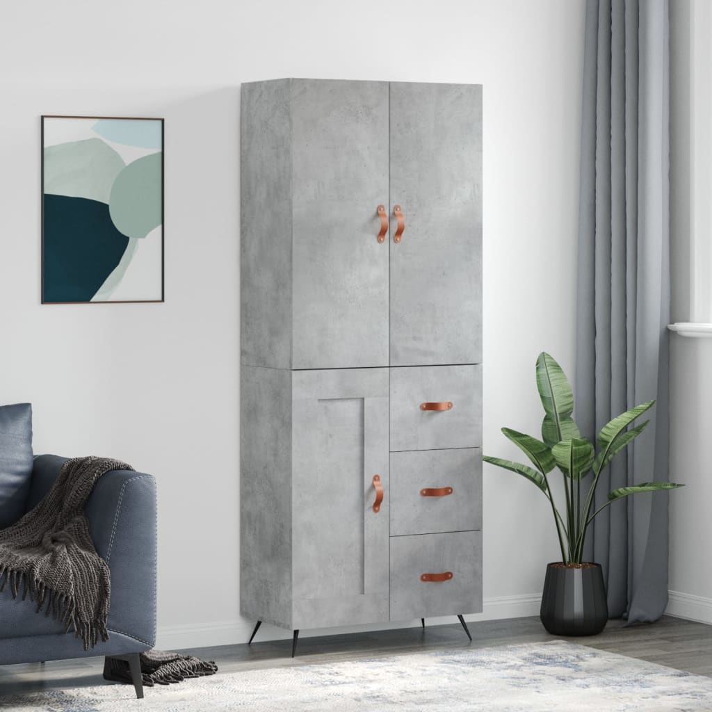 JUNG Vida Highboard Betongrau 69,5x34x180 cm Holzwerkstoff