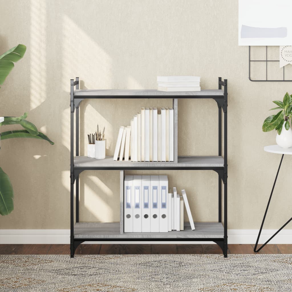JUNG Vida Bücherregal 3 Böden Grau Sonoma 76x32x88 cm Holzwerkstoff