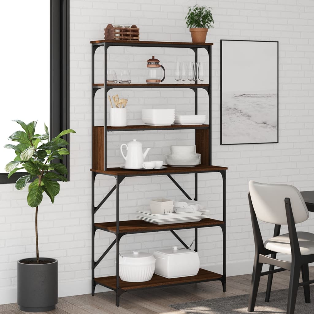 JUNG Vida Bäckerregal 6 Fächer Braun Eichen-Optik 90x40x180 cm