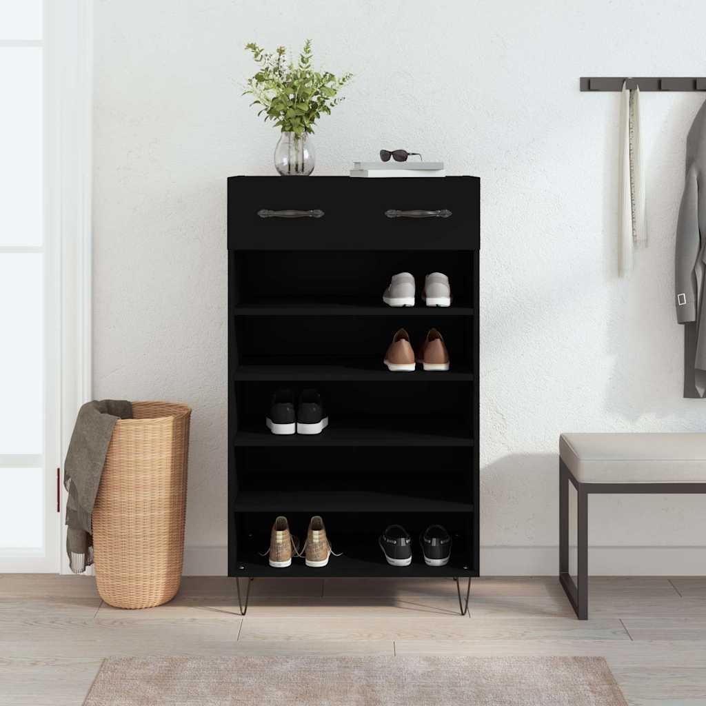 JUNG Vida Schuhschrank Schwarz 60x35x105 cm Holzwerkstoff