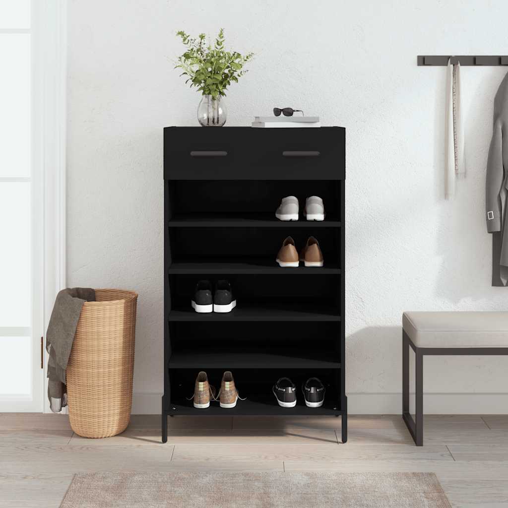 JUNG Vida Schuhschrank Schwarz 60x35x105 cm Holzwerkstoff