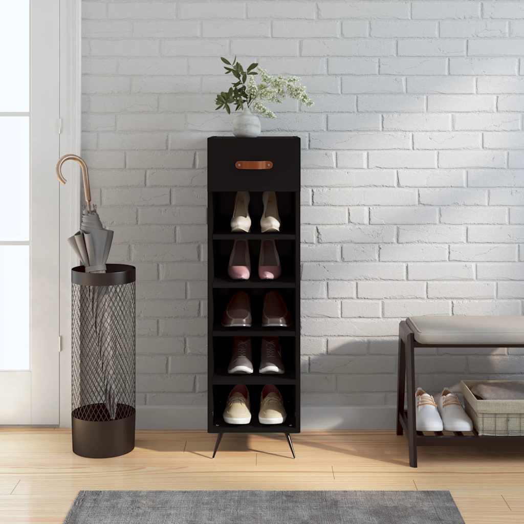 JUNG Vida Schuhschrank Schwarz 30x35x105 cm Holzwerkstoff