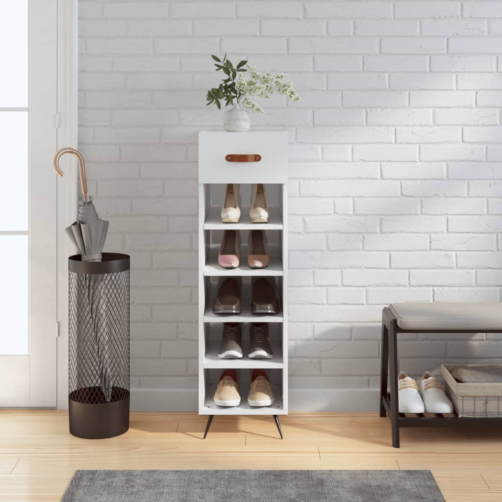 JUNG Vida Schuhschrank Hochglanz-Weiß 30x35x105 cm Holzwerkstoff