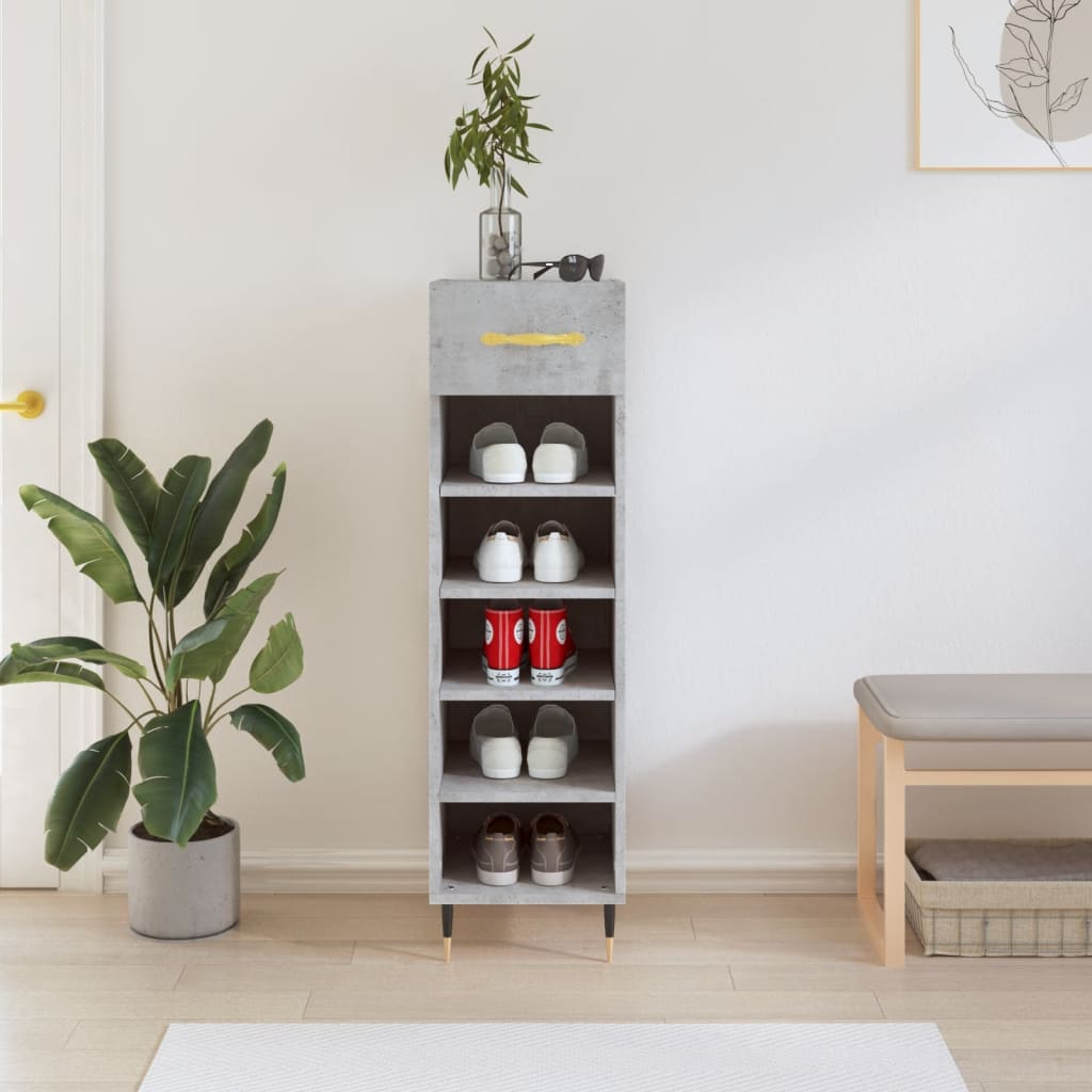 JUNG Vida Schuhschrank Betongrau 30x35x105 cm Holzwerkstoff