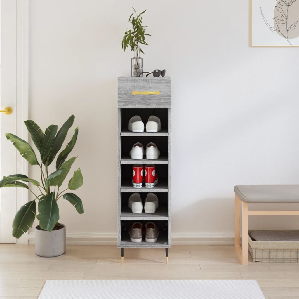 JUNG Vida Schuhschrank Grau Sonoma 30x35x105 cm Holzwerkstoff