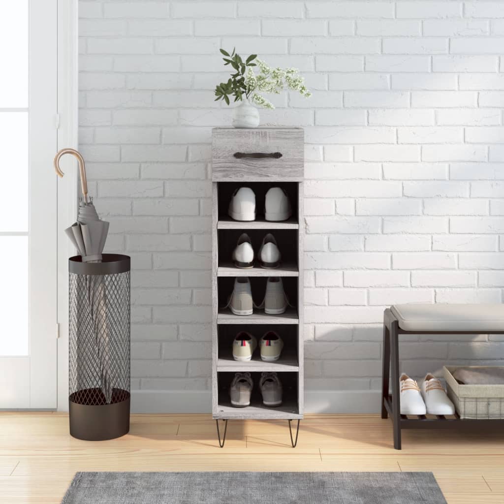 JUNG Vida Schuhschrank Grau Sonoma 30x35x105 cm Holzwerkstoff