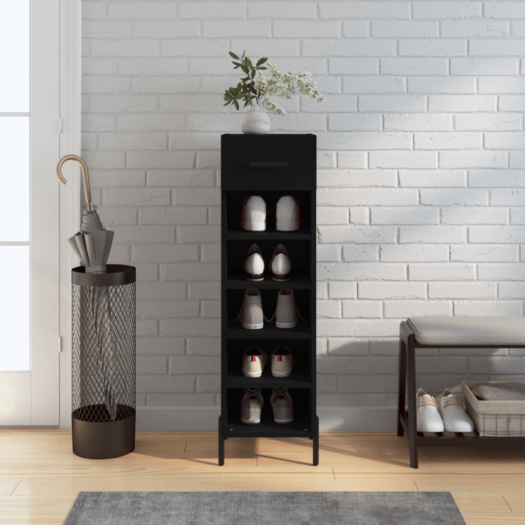 JUNG Vida Schuhschrank Schwarz 30x35x105 cm Holzwerkstoff