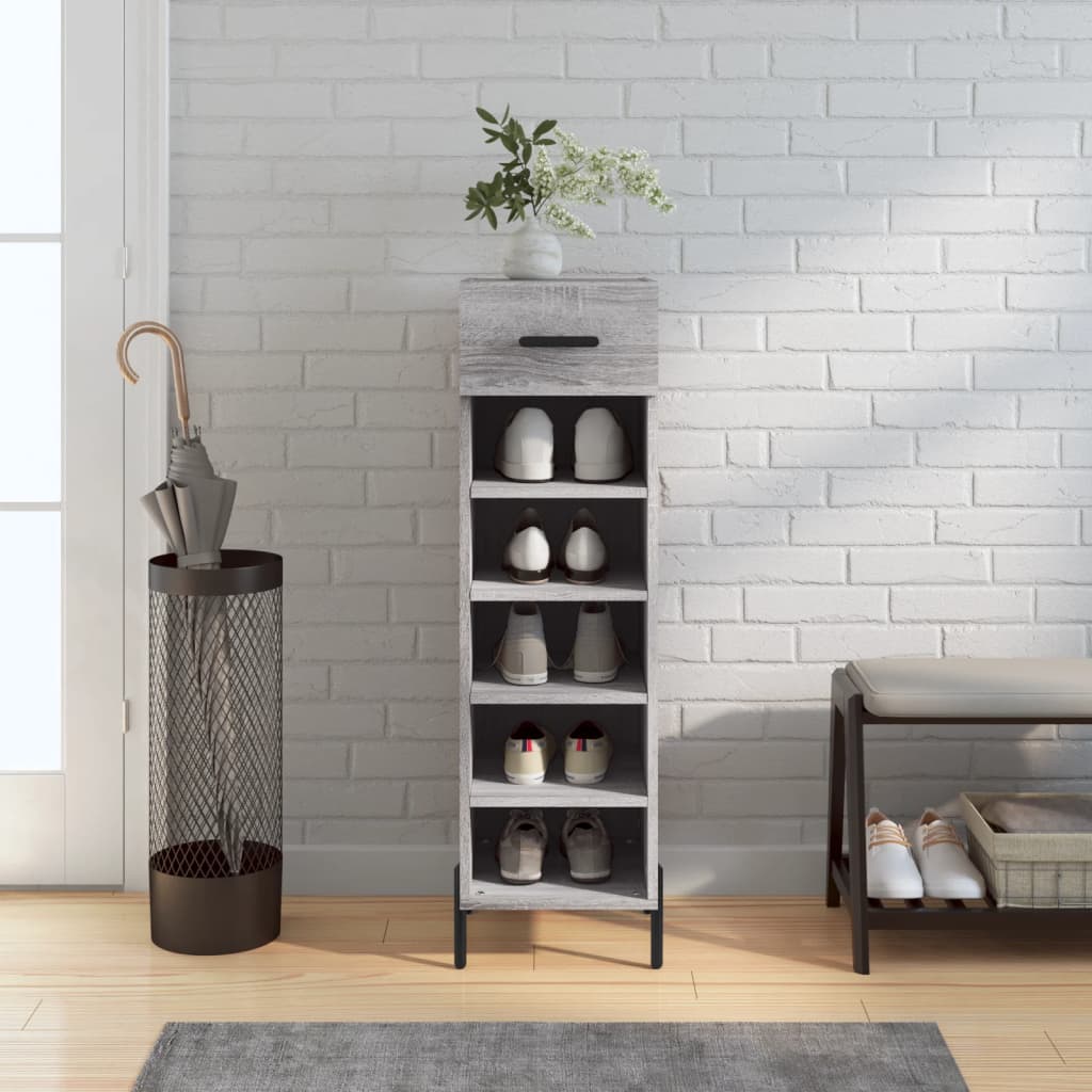 JUNG Vida Schuhschrank Grau Sonoma 30x35x105 cm Holzwerkstoff