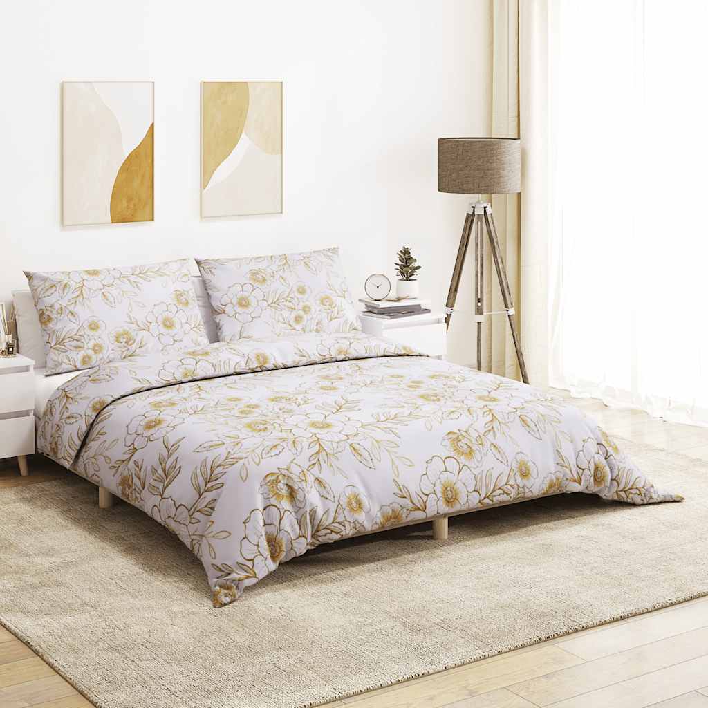 JUNG Vida Bettwäsche-Set Weiß und Braun 155x220 cm Baumwolle