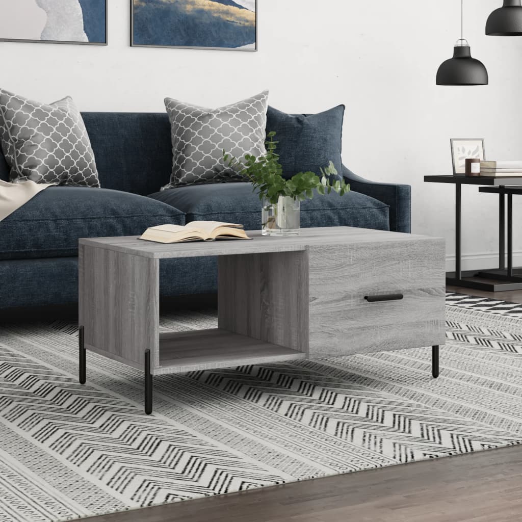 JUNG Vida Couchtisch Grau Sonoma 90x50x40 cm Holzwerkstoff