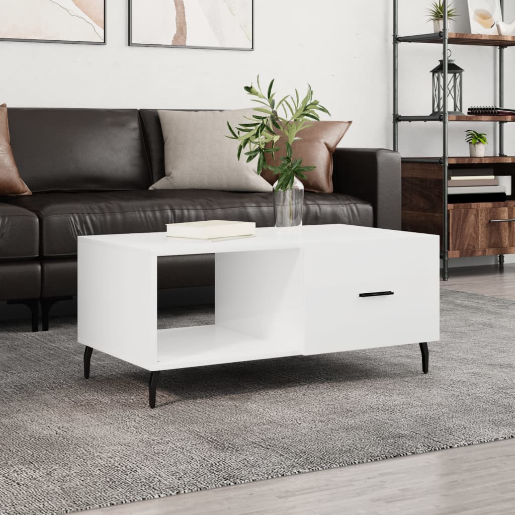 JUNG Vida Couchtisch Hochglanz-Weiß 90x50x40 cm Holzwerkstoff