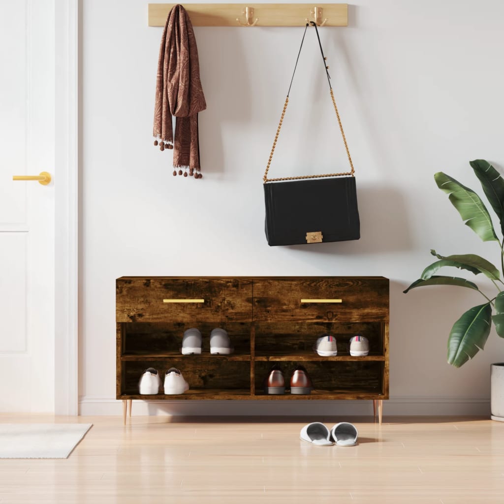 JUNG Vida Schuhbank Räuchereiche 102x35x55 cm Holzwerkstoff