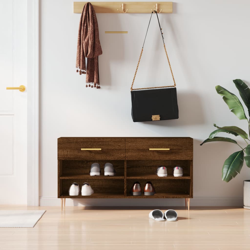 JUNG Vida Schuhbank Braun Eichen-Optik 102x35x55 cm Holzwerkstoff