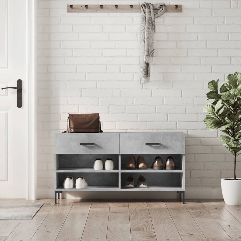 JUNG Vida Schuhbank Betongrau 102x35x55 cm Holzwerkstoff