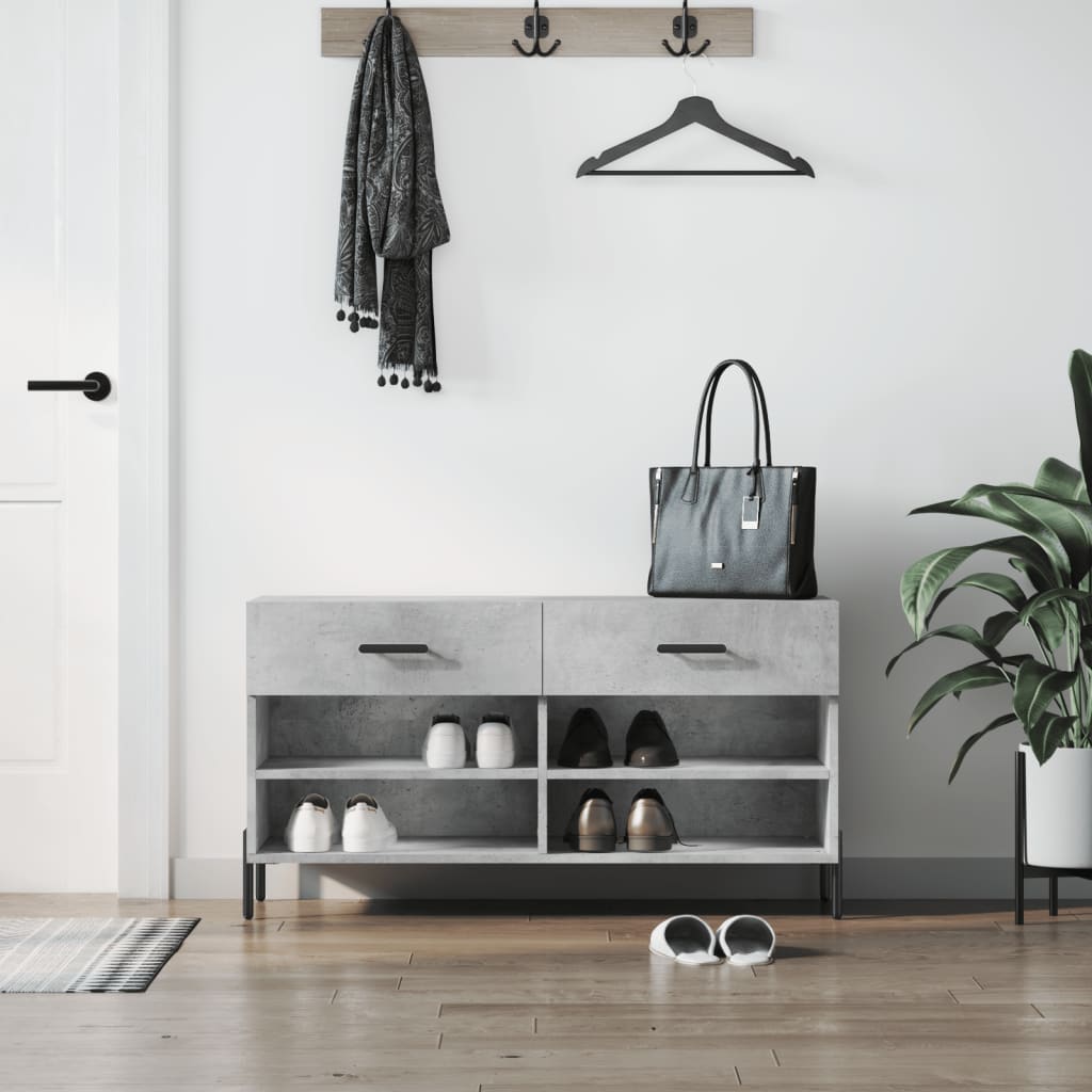 JUNG Vida Schuhbank Betongrau 102x35x55 cm Holzwerkstoff