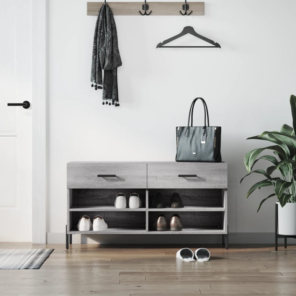 JUNG Vida Schuhbank Grau Sonoma 102x35x55 cm Holzwerkstoff