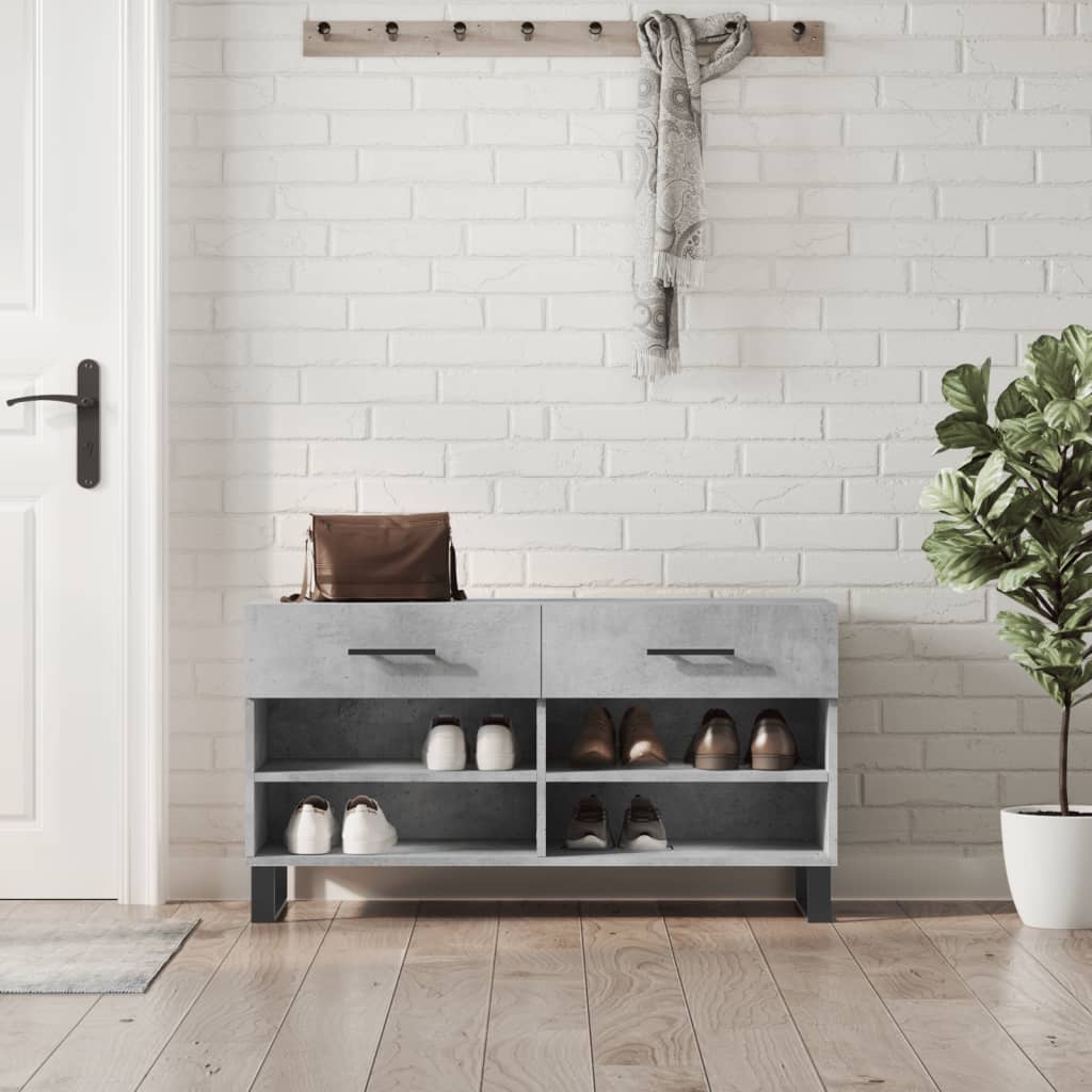 JUNG Vida Schuhbank Betongrau 102x35x55 cm Holzwerkstoff