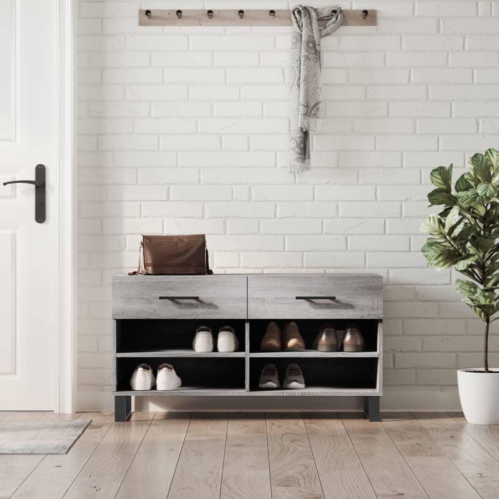 JUNG Vida Schuhbank Grau Sonoma 102x35x55 cm Holzwerkstoff