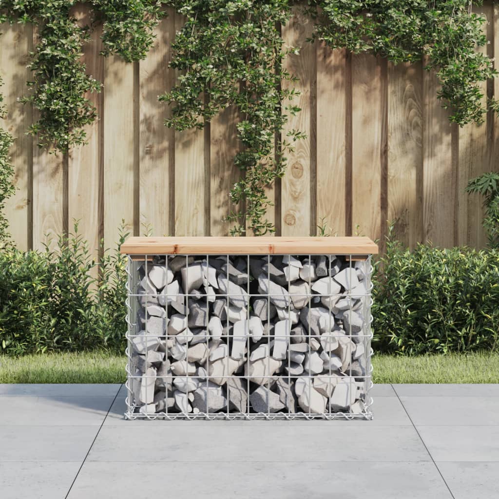 JUNG Vida Gartenbank aus Gabionen 63x31,5x42 cm Massivholz Kiefer