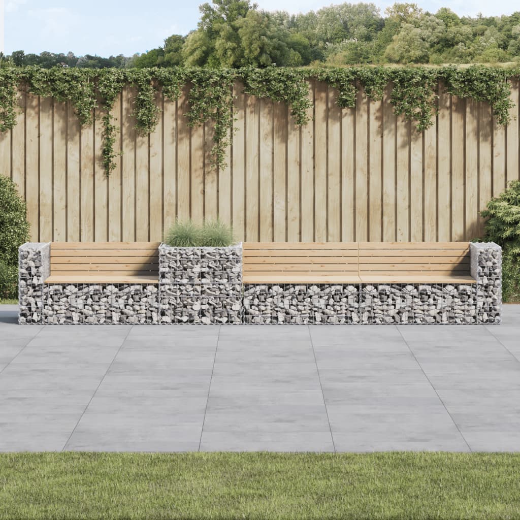JUNG Vida Gartenbank mit Gabione Massivholz Kiefer