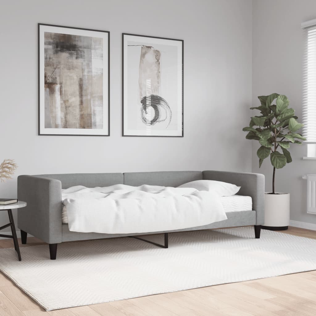 JUNG Vida Tagesbett mit Matratze Hellgrau 90x190 cm Stoff
